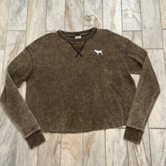 NEW PINK Victoria's Secret women's small (oversized) black distressed look top - Picture 1 of 5